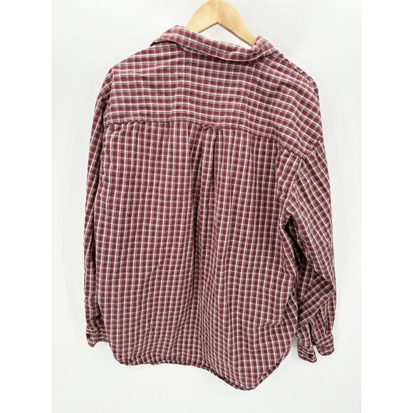 Wrangler Outdoors Shirt Men XL Red Cream Long Sleeve Button Up Collared Cotton - Picture 2 of 9
